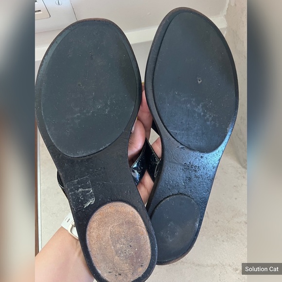 Gucci Black Vernice Crystal Thong Sandals - EU 38 - Picture 5 of 7